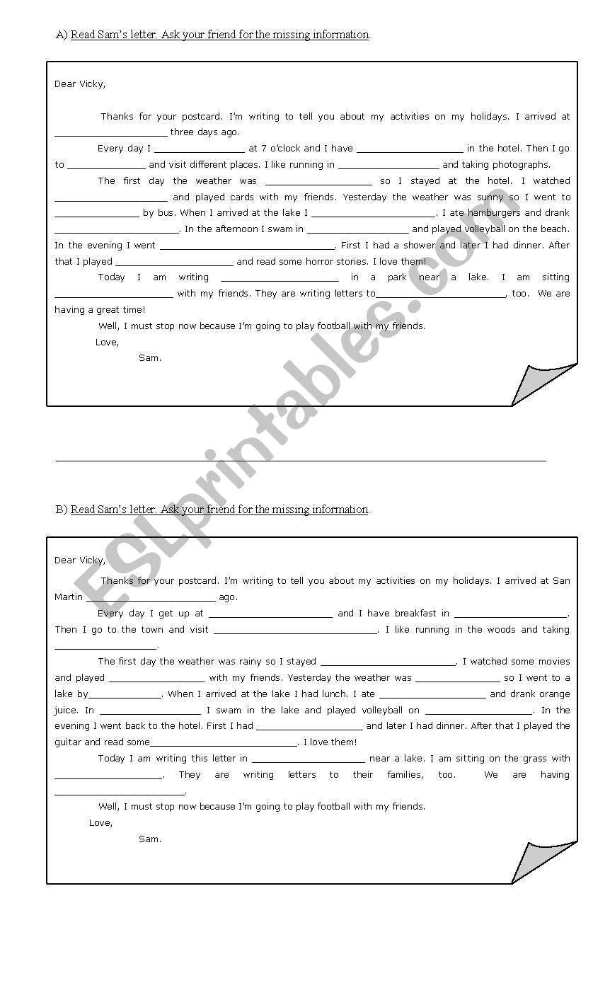 Tenses information-gap activity