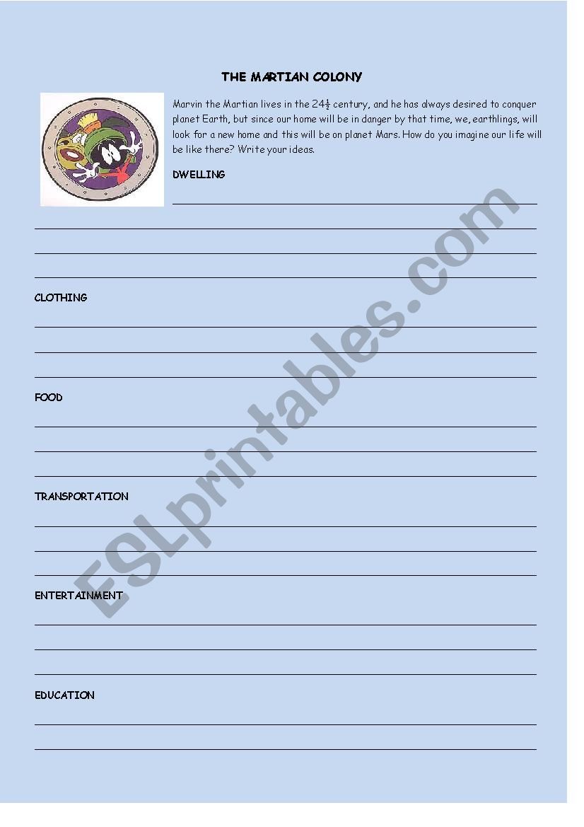 The Martian Colony worksheet