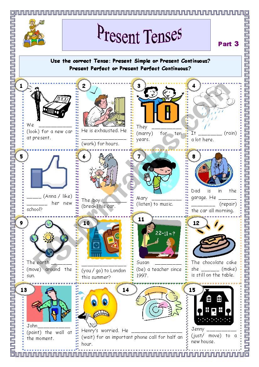 Present Tenses Part 3 worksheet