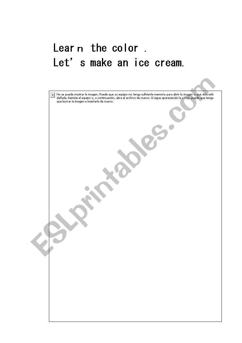 colurs of the ice cream worksheet