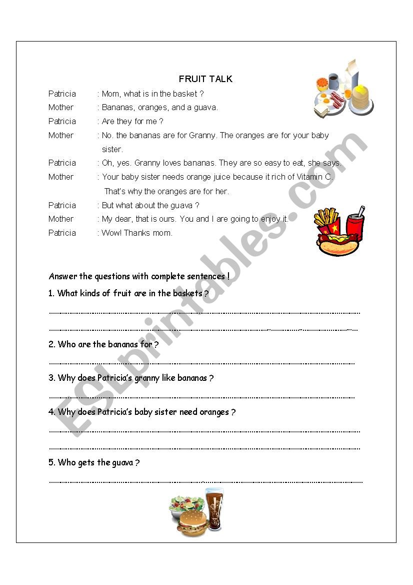 Fruit Talk worksheet