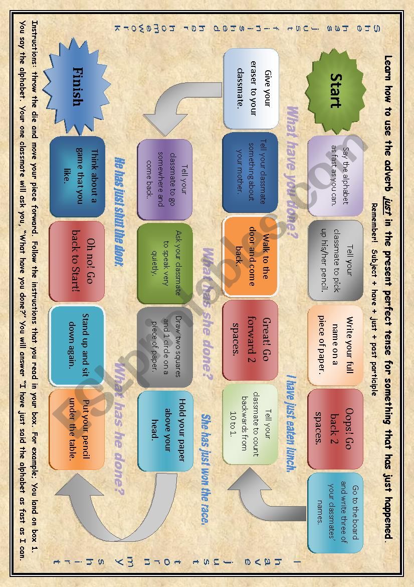 PRESENT PERFECT - Board Game Talking Activity