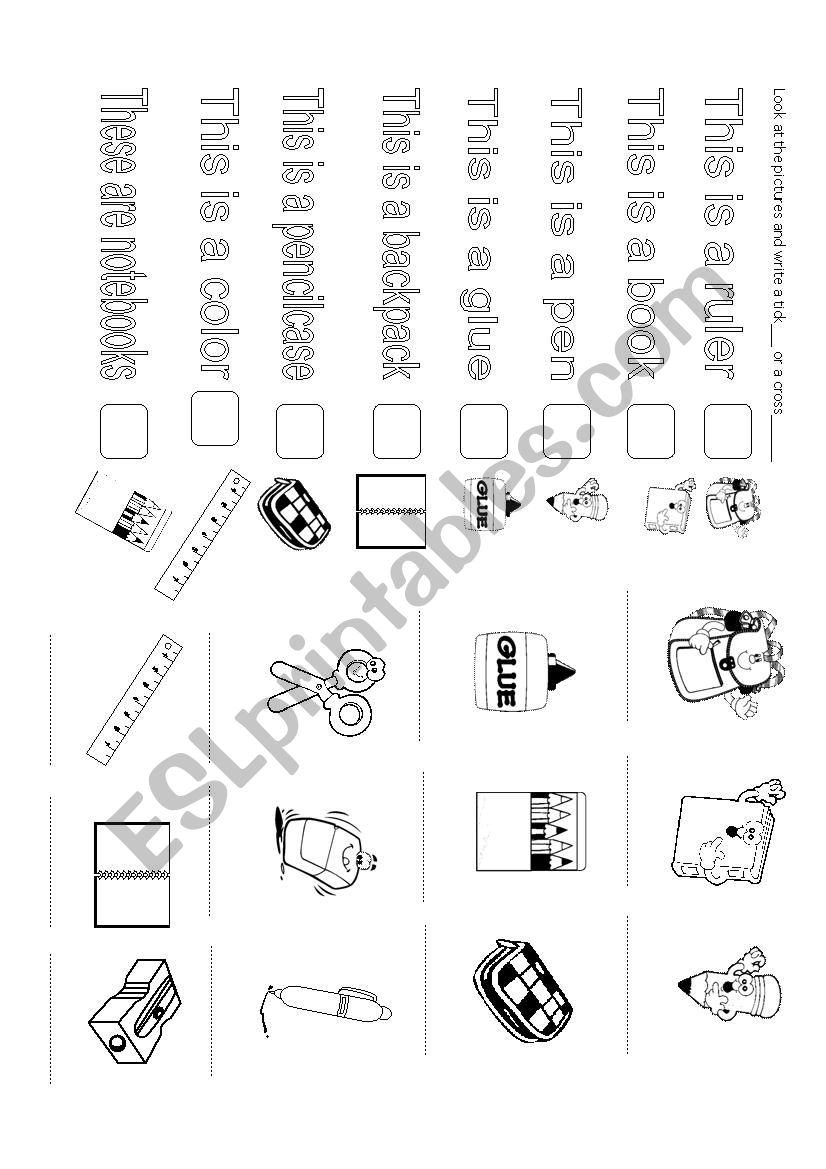 SCHOOL OBJECTS worksheet