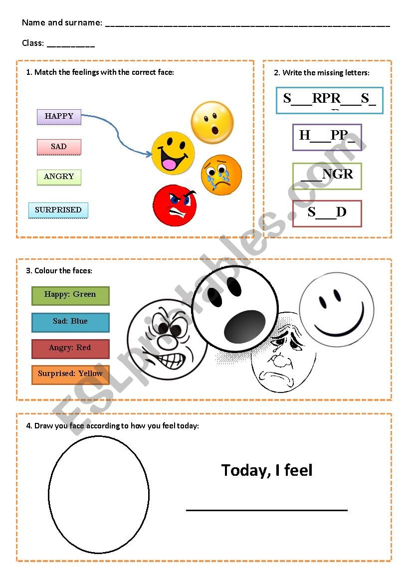 Feelings (elementary) worksheet