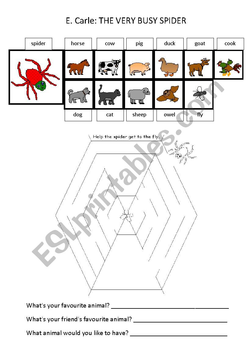 the very busy spider worksheet