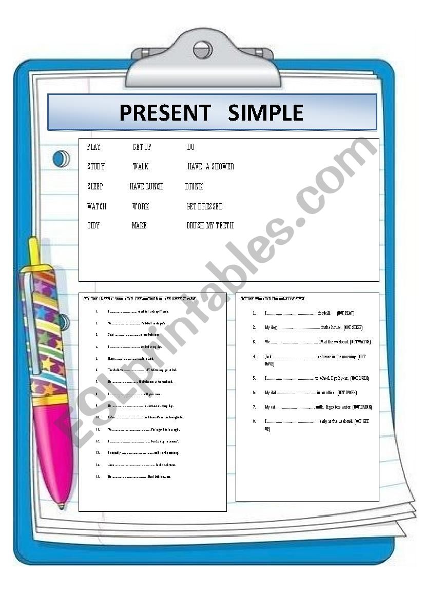 PRESENT SIMPLE worksheet