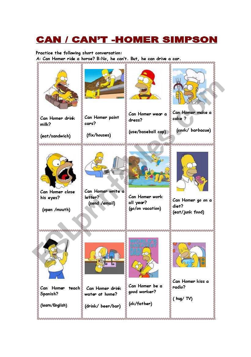 Can/CanÂ´t - Homer Simpson (short conversations)