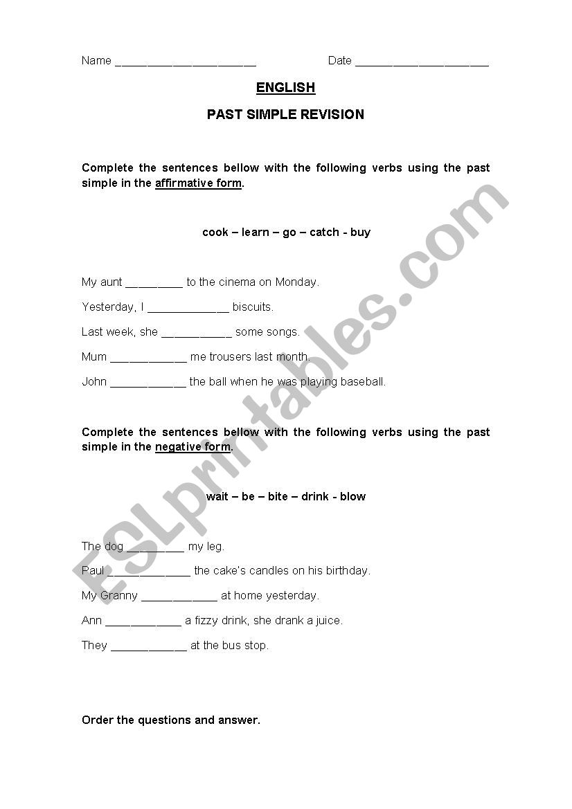 Past Simple worksheet