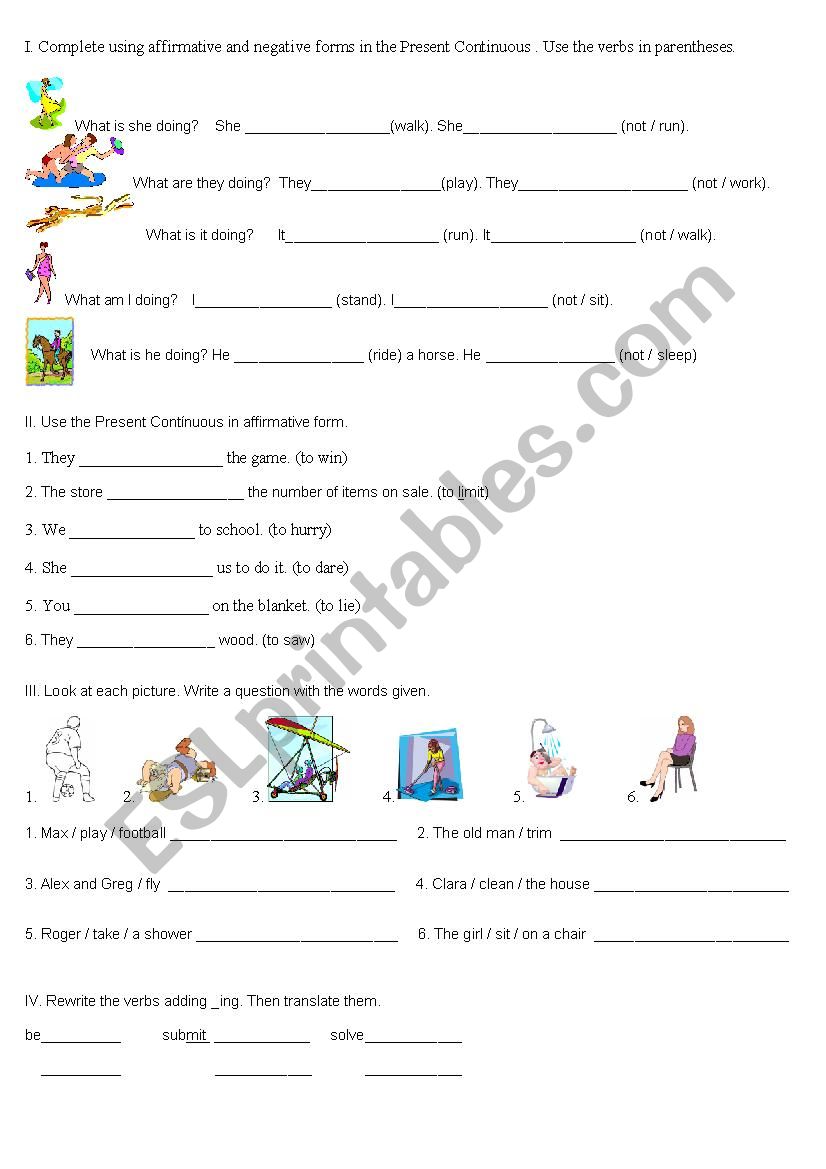 PRESENT CONTINUOUS worksheet