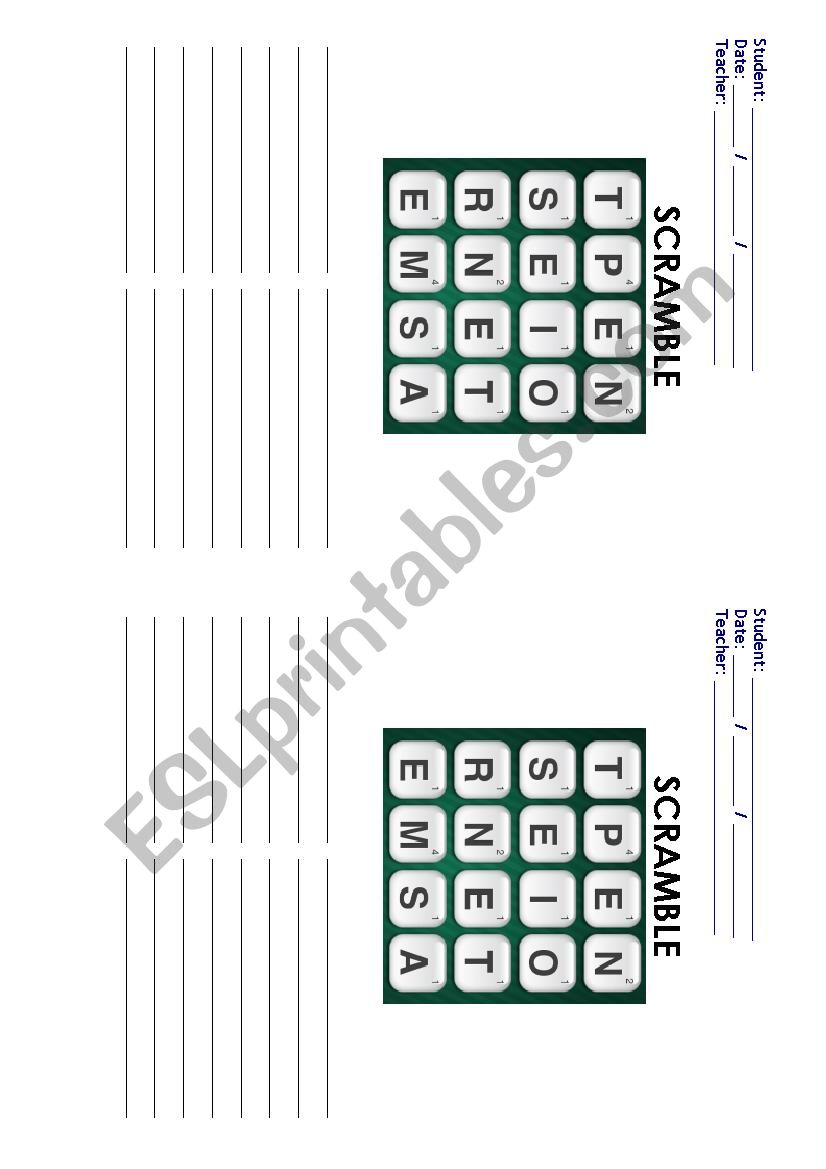 SCRAMBLE worksheet