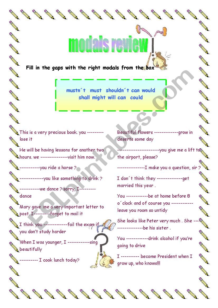 Modals review worksheet
