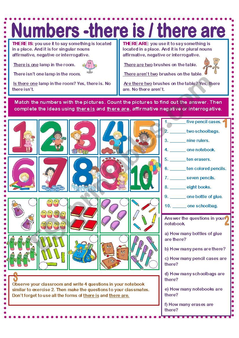 NUMBERS - THERE IS/THERE ARE worksheet