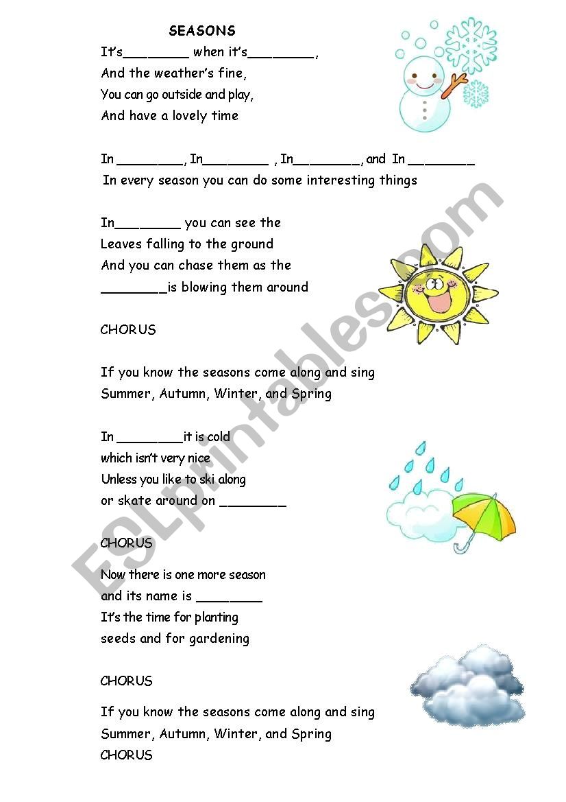 Seasons Song  worksheet