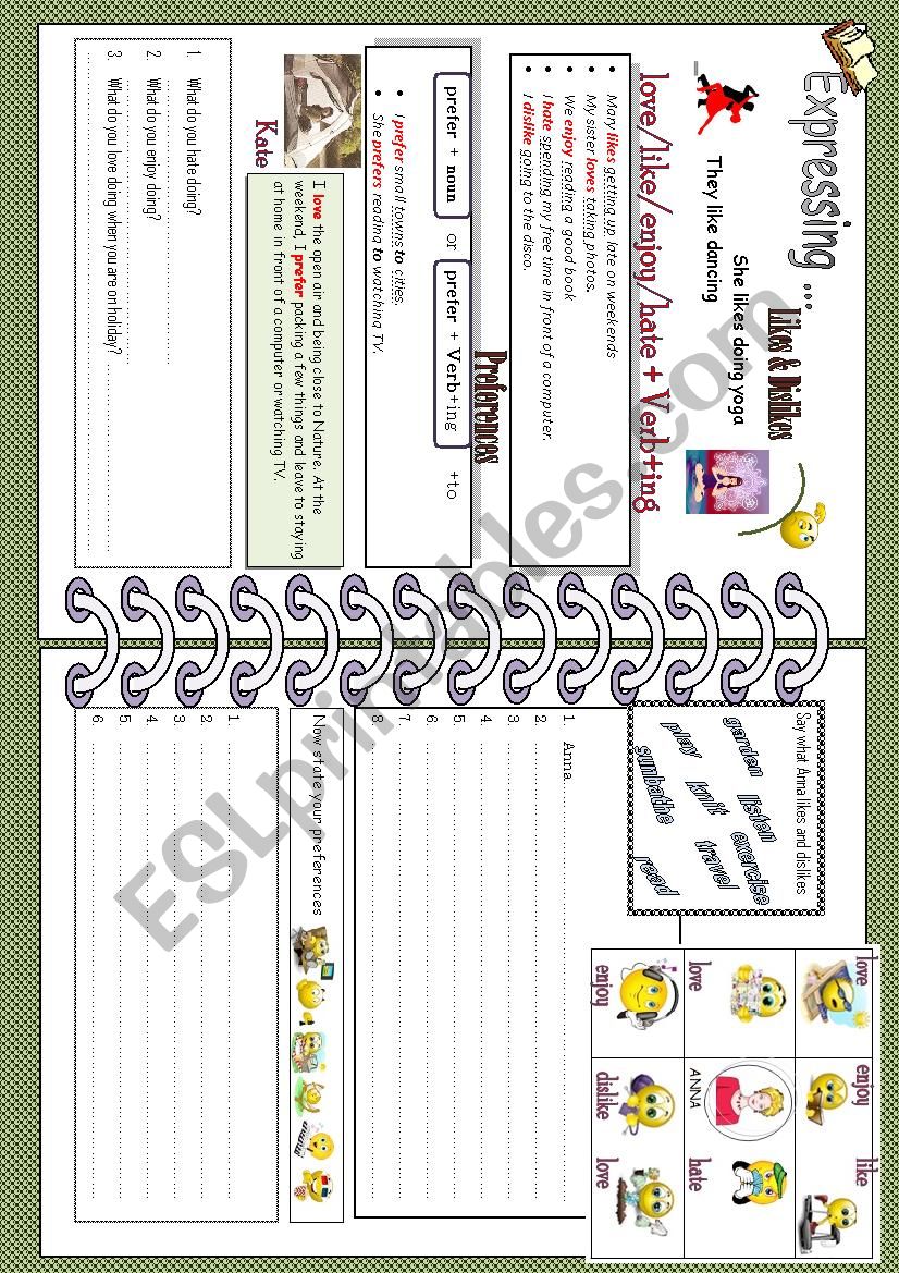 Likes-dislikes-preferences worksheet