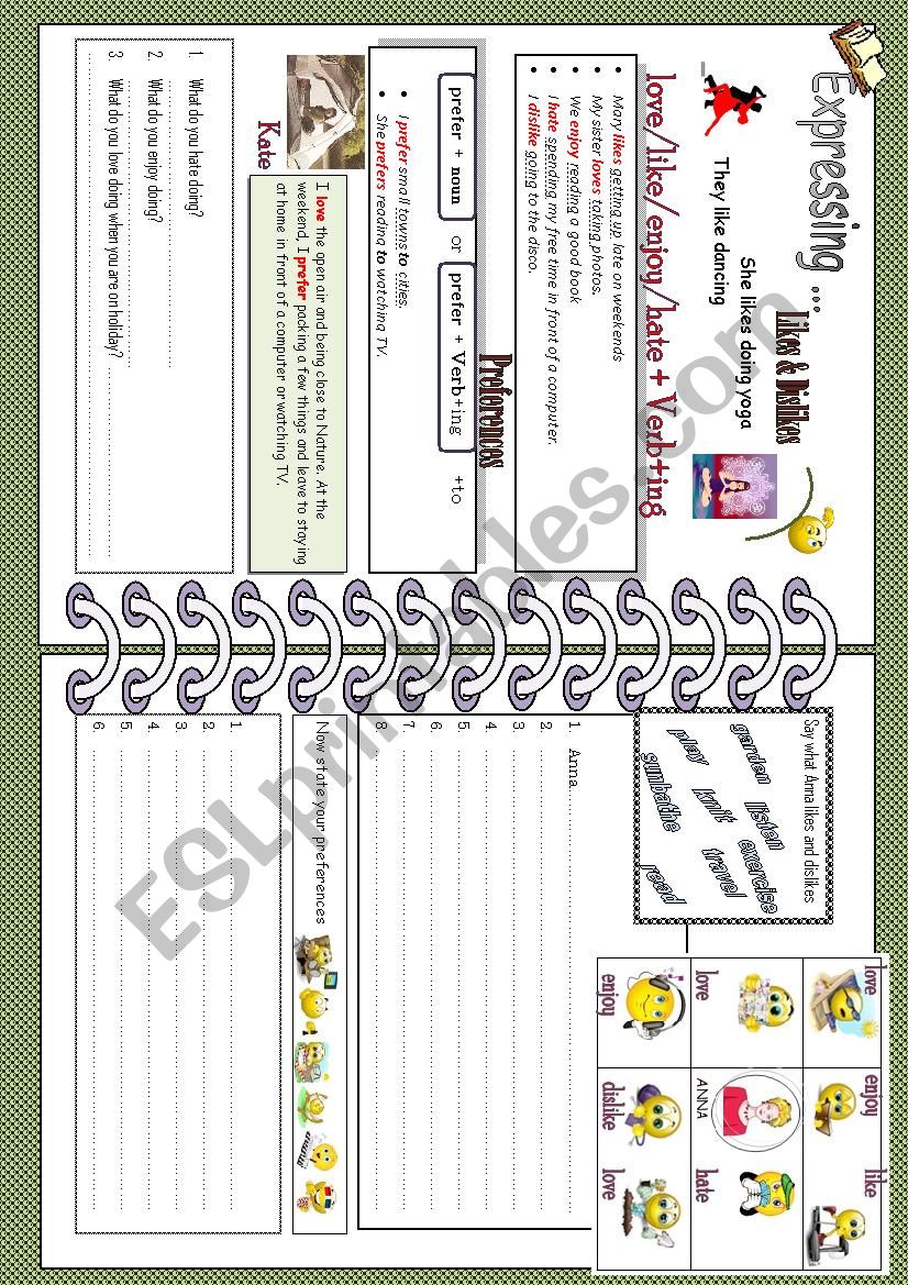 Likes-dislikes-preferences worksheet