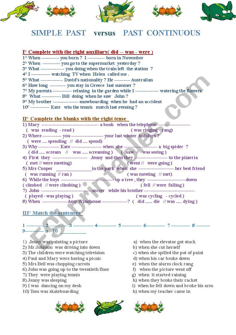 Simple past   versus Past  continuous