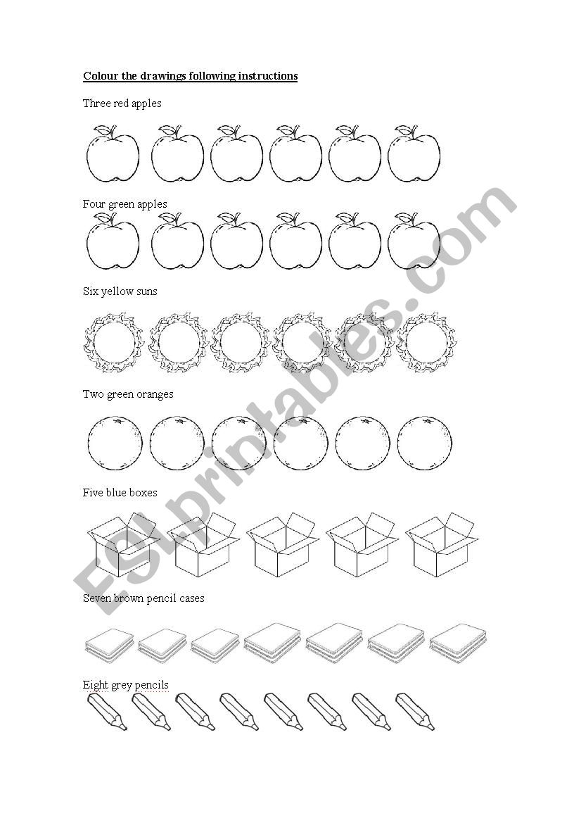 Count and colour worksheet