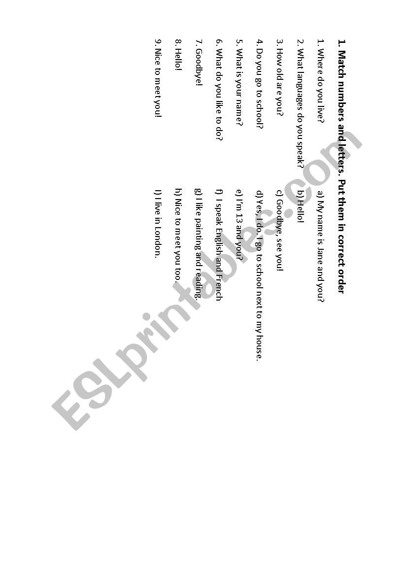 Giving personal infornation worksheet
