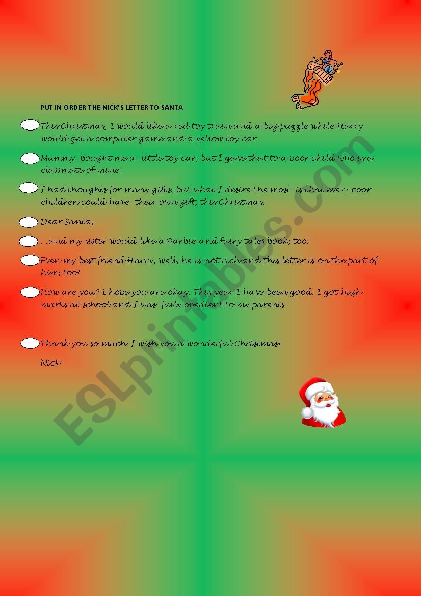 Dear Santa! worksheet