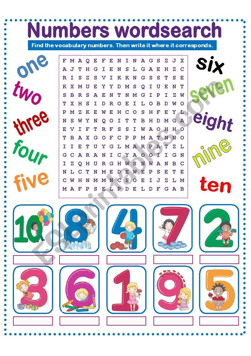 NUMBERS WORDSEARCH worksheet