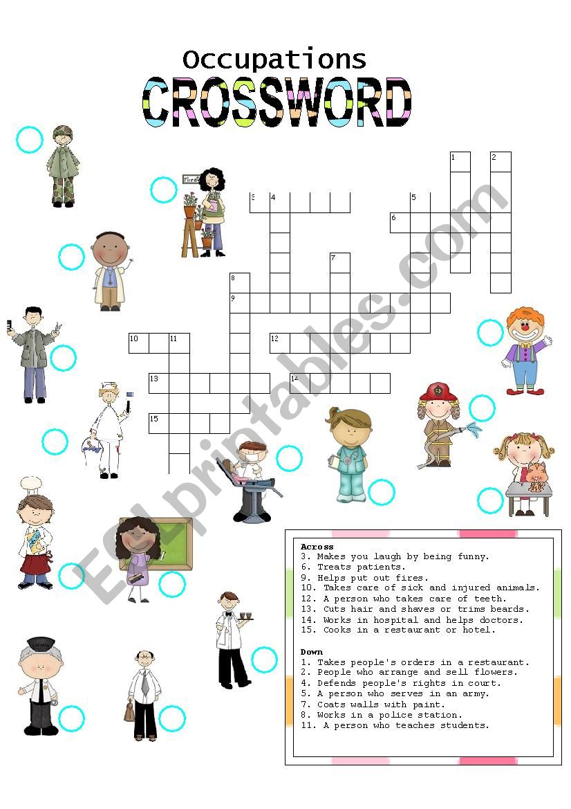 Occupations CROSSWORD (1) worksheet