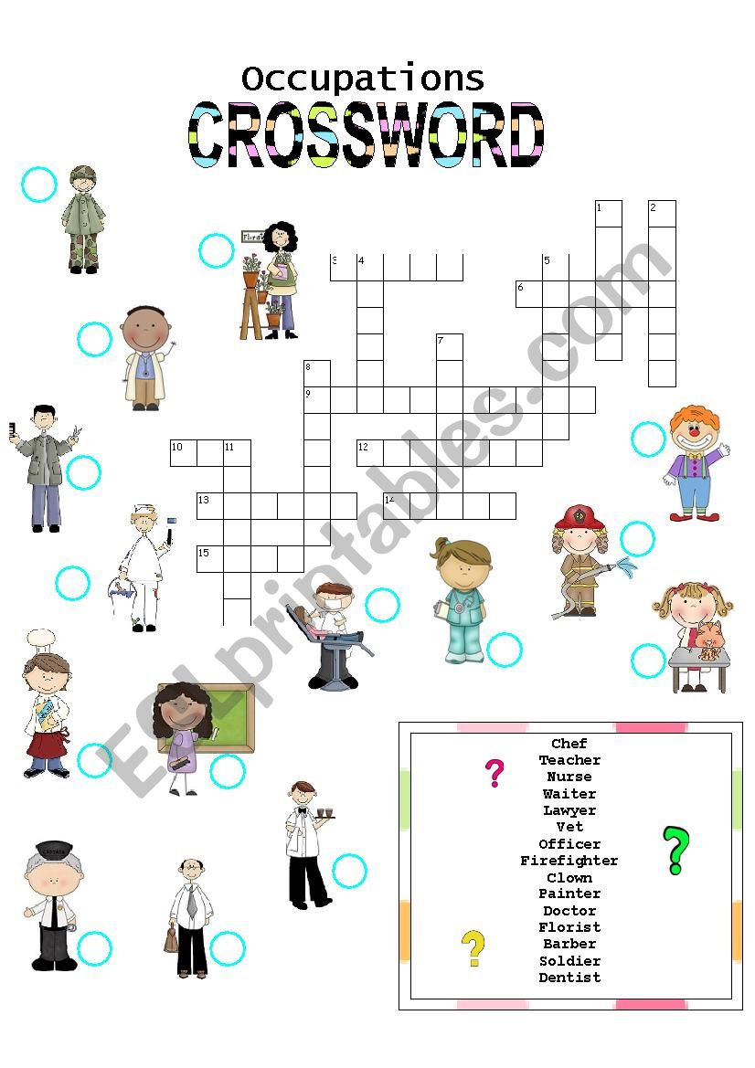 Occupations CROSSWORD (2) worksheet