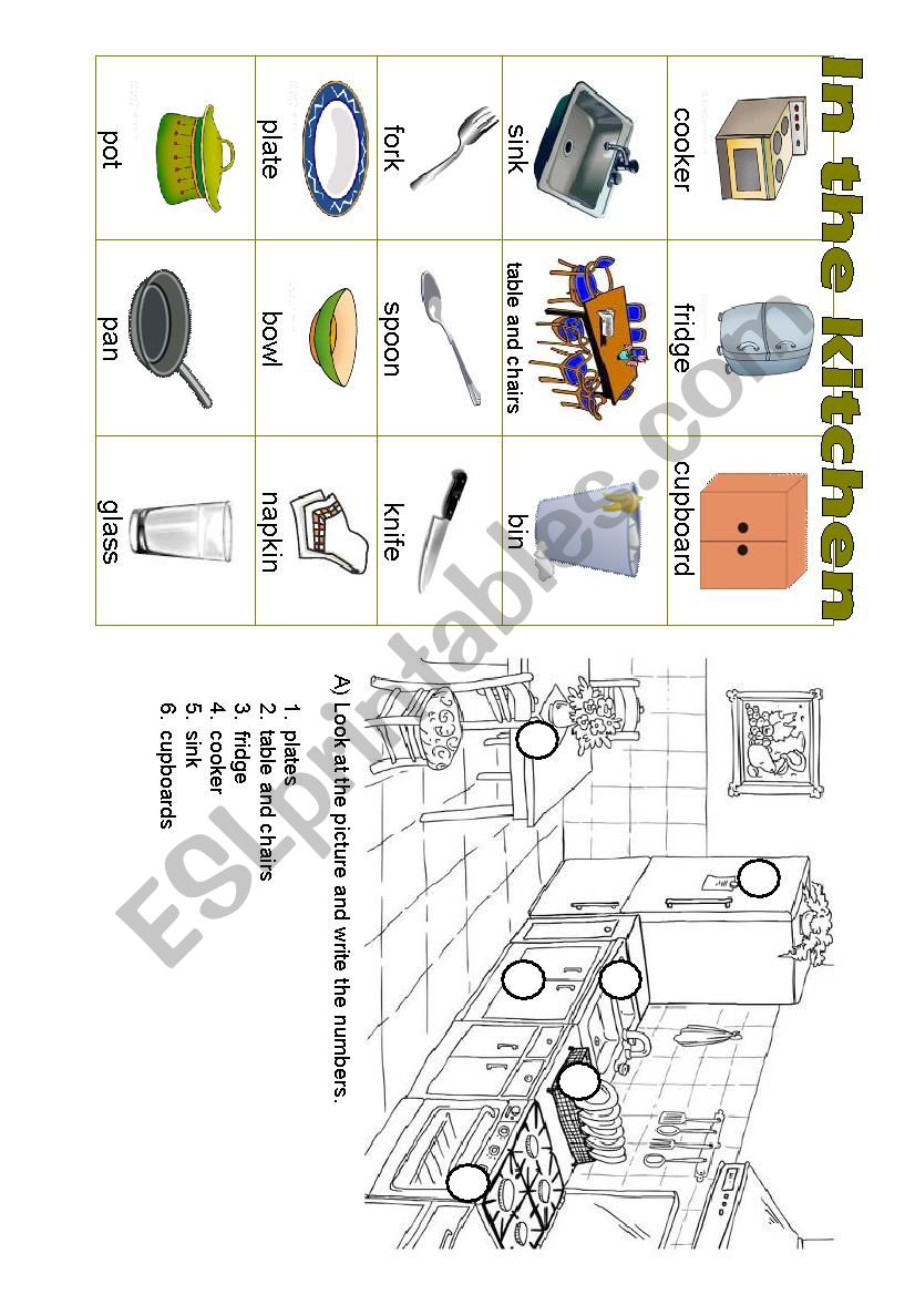 In the kitchen worksheet