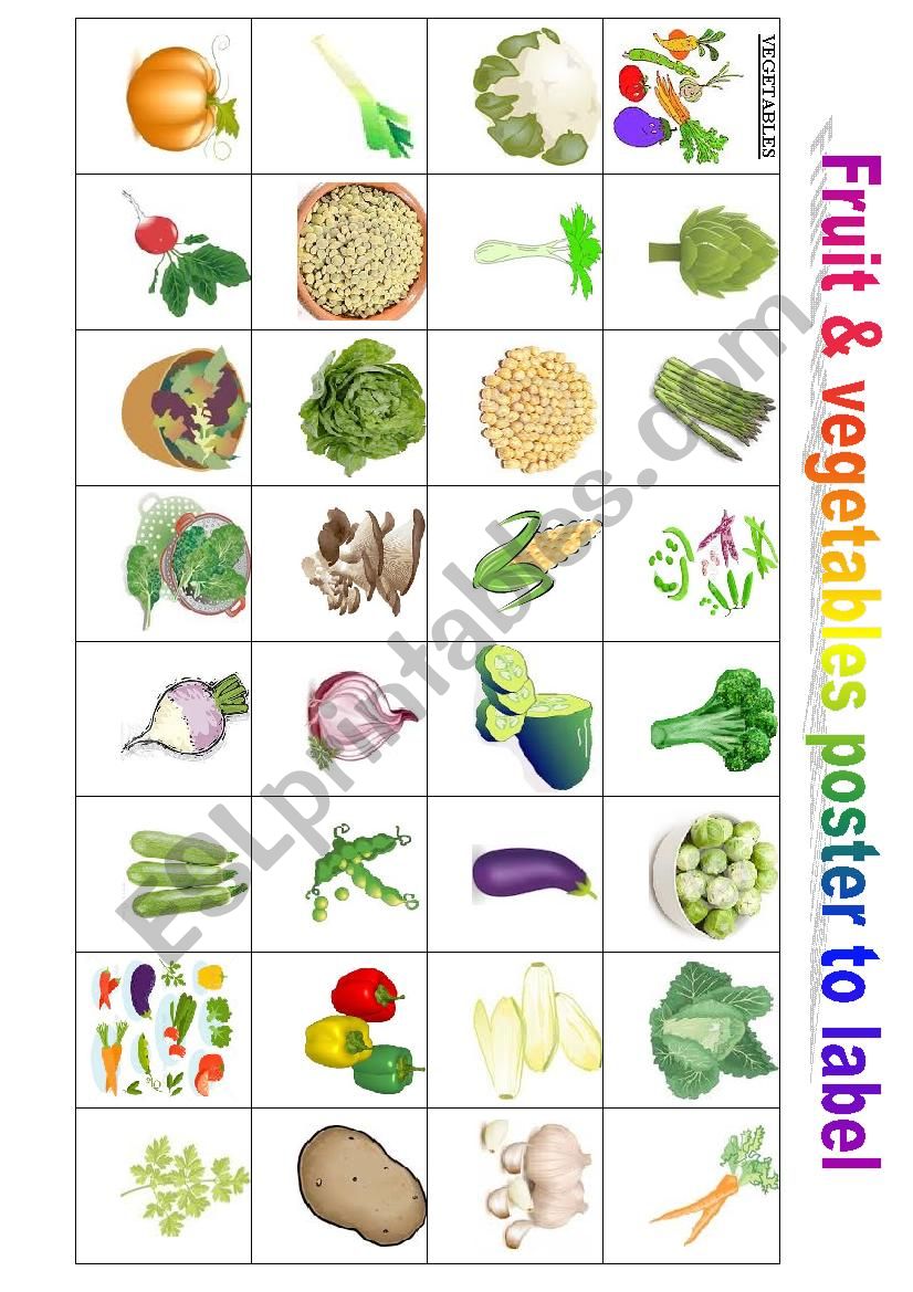 FRUIT AND VEGETABLES POSTER TO LABEL