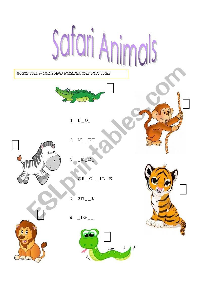 animals worksheet