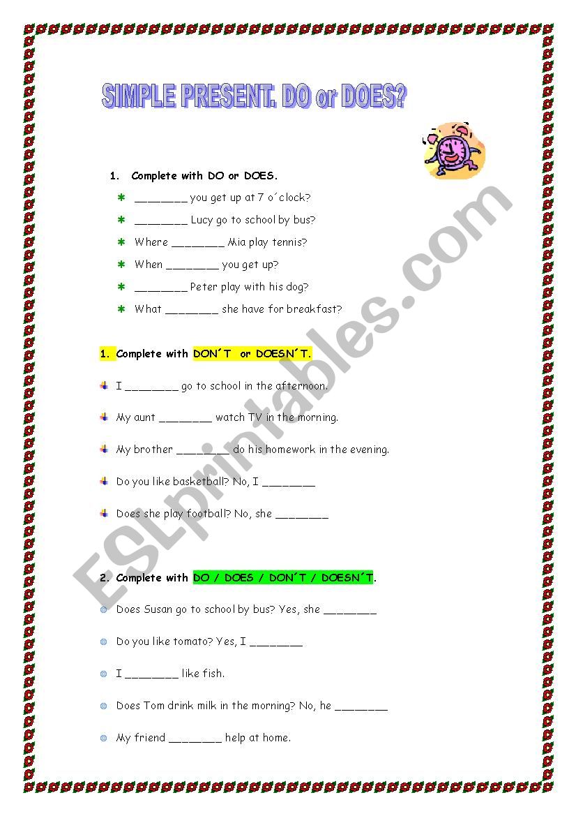 SIMPLE PRESENT. worksheet