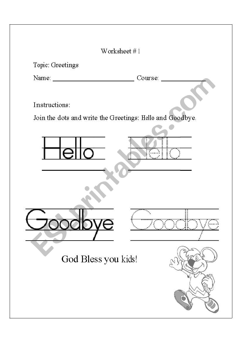 Greetings for Kinder worksheet