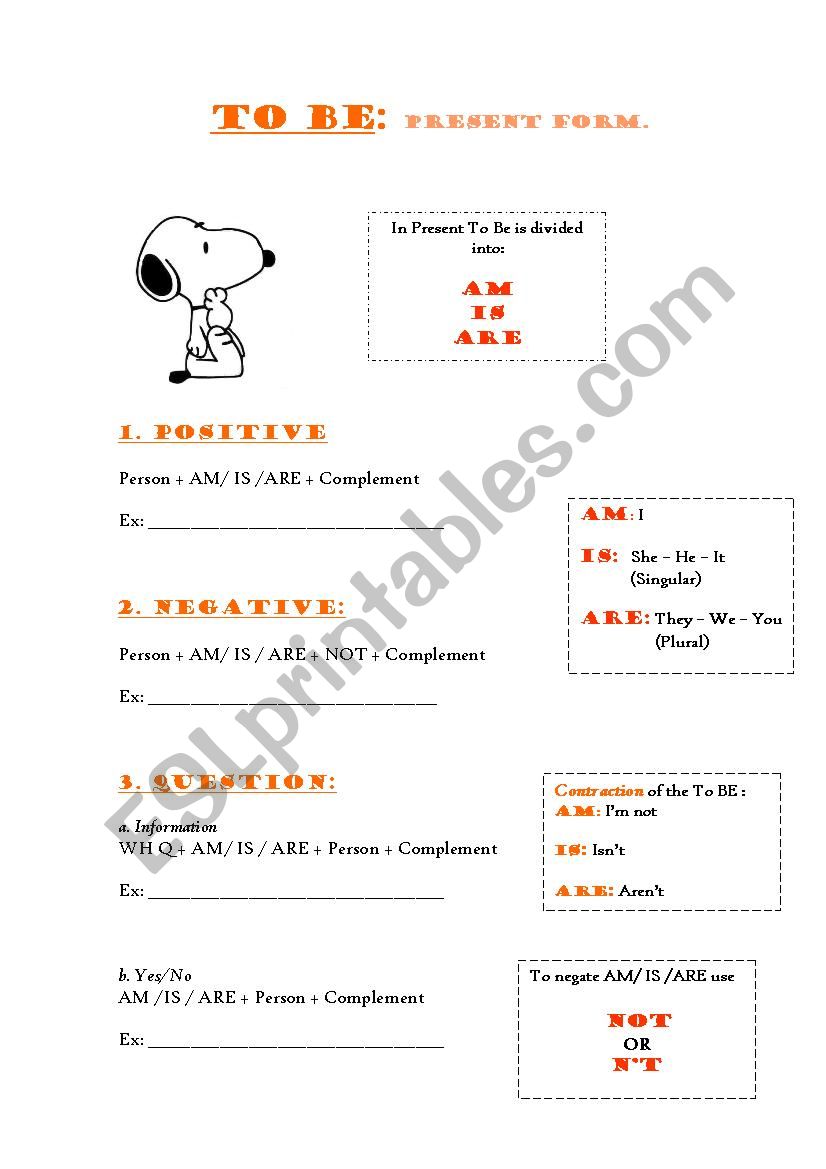 To be present Structure worksheet