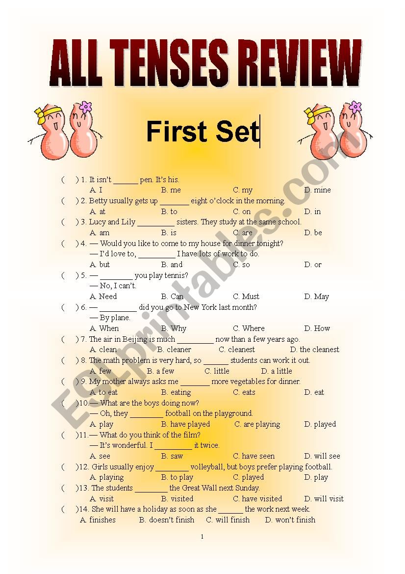 all tenses+(key) worksheet