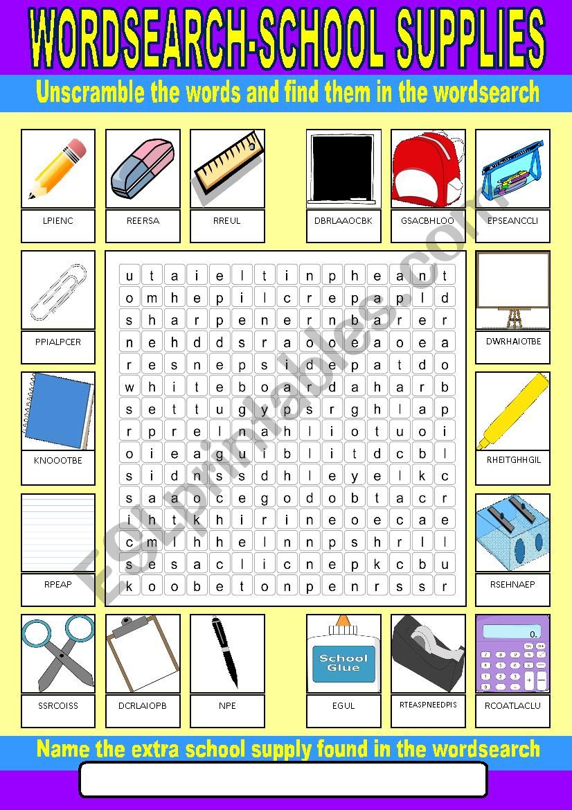 School Wordsearch worksheet