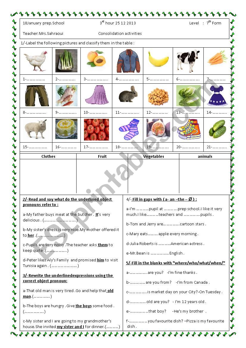 market day 7th f remedial activities