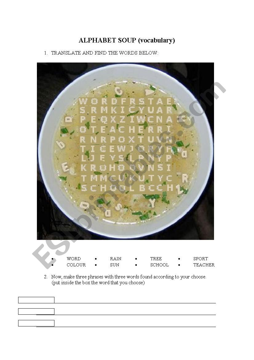 The Alphabet Soup worksheet