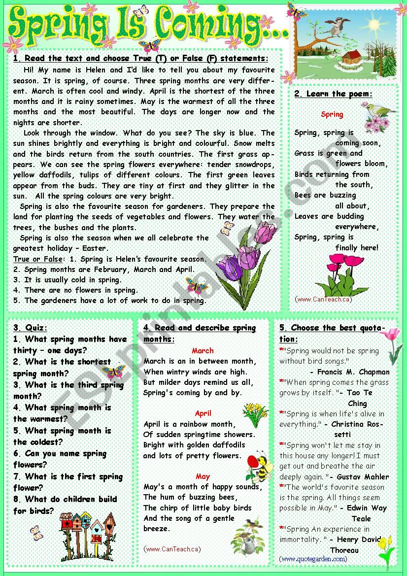 Spring Is Coming... worksheet