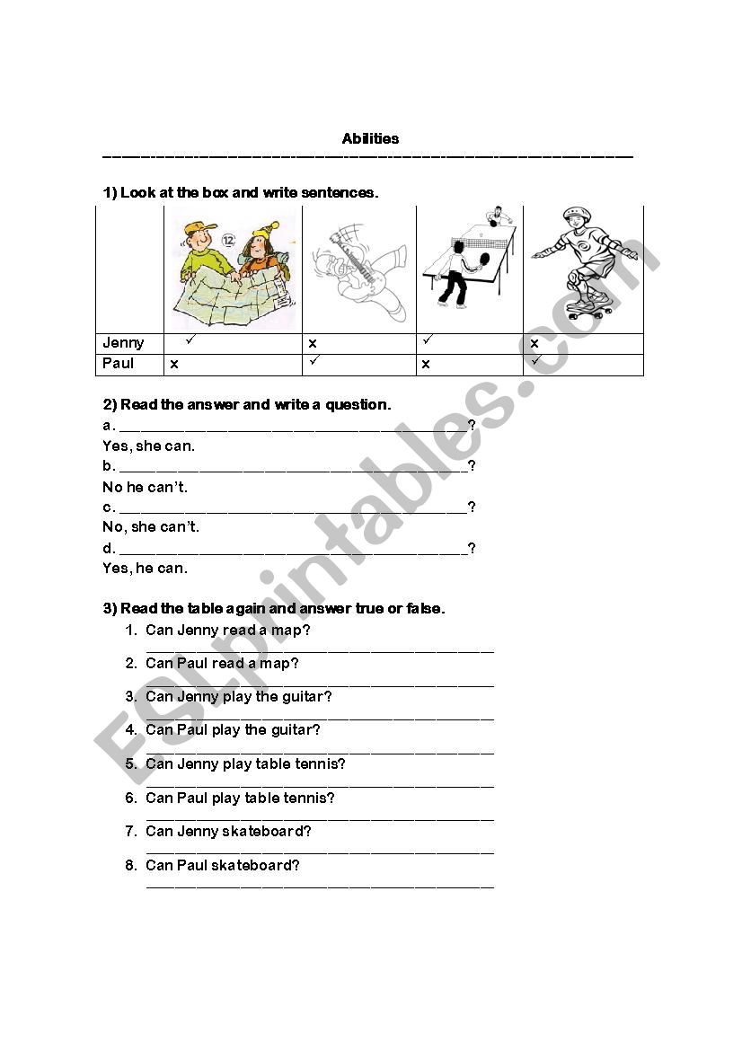 ABILITIES worksheet