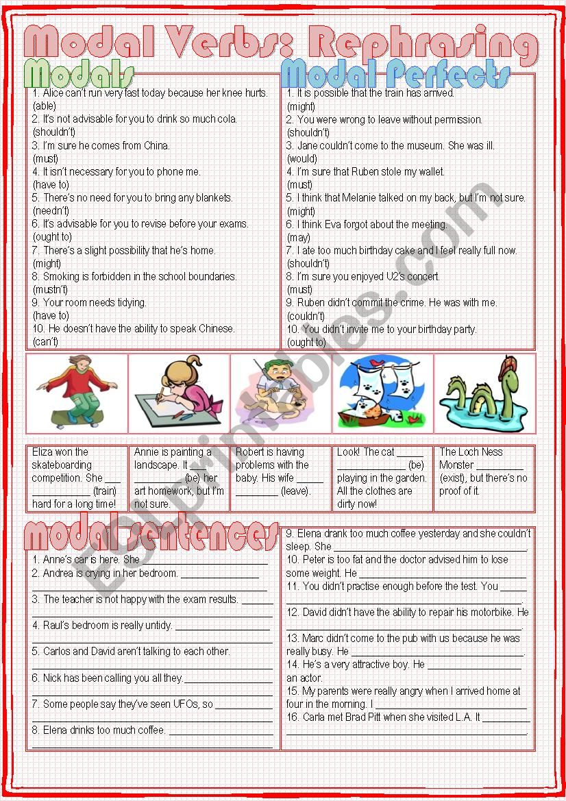 Modal Verbs: Rephrasing worksheet