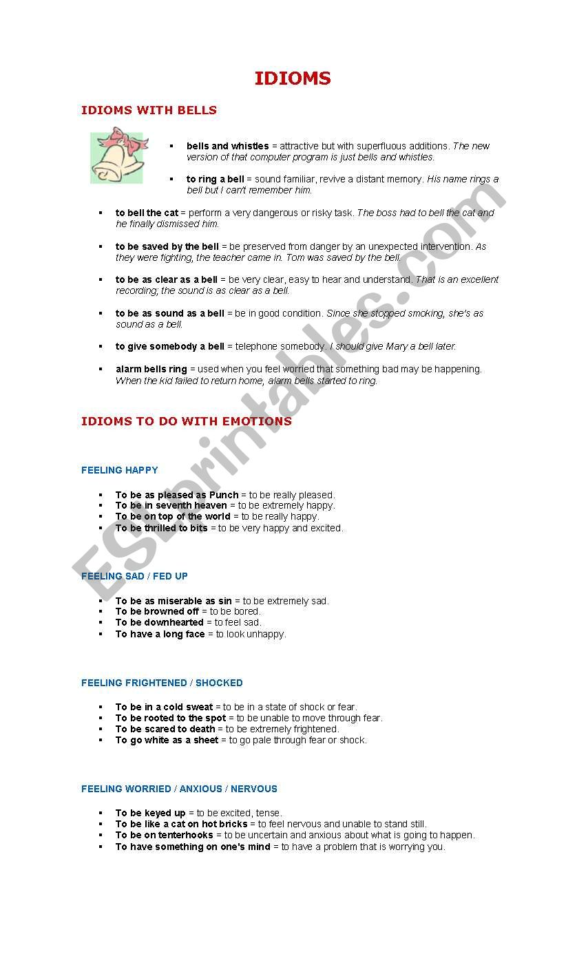 idioms 2 worksheet