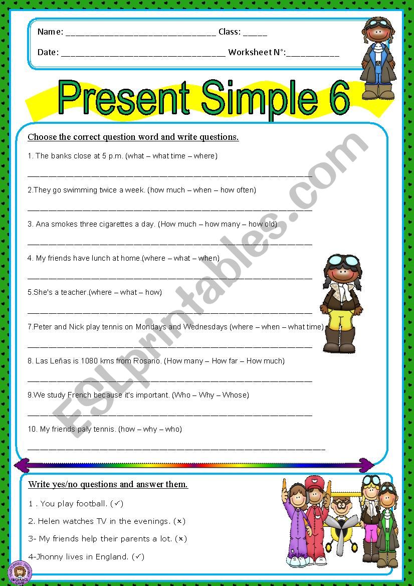 Present SImple 6 worksheet