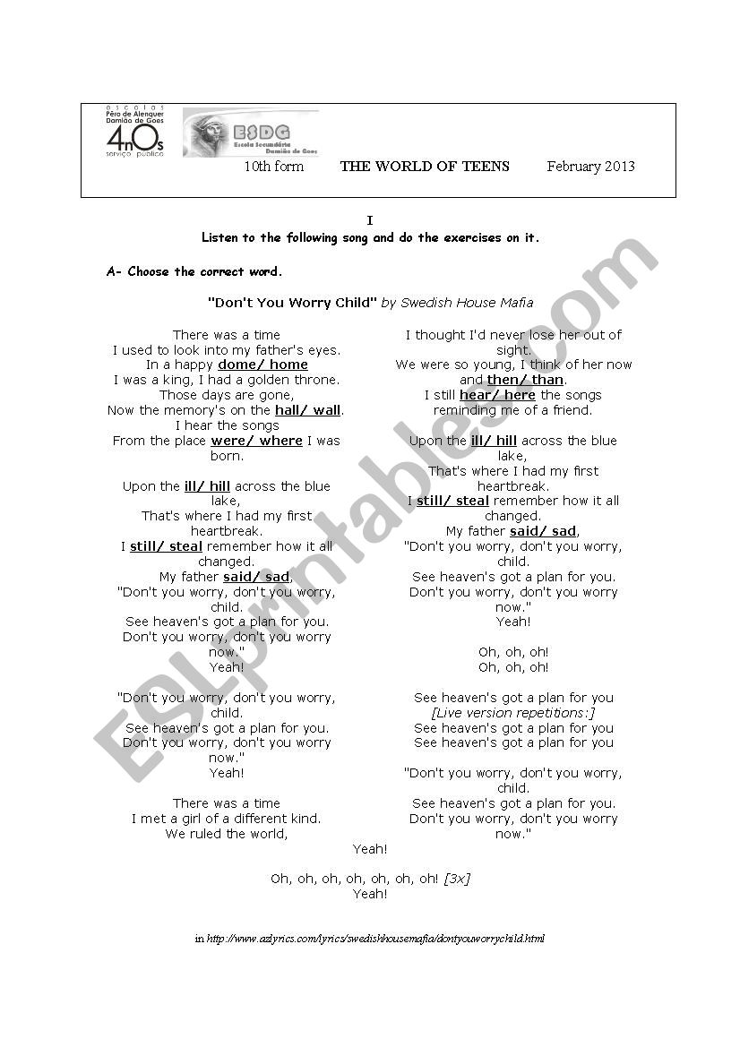 teenage love worksheet