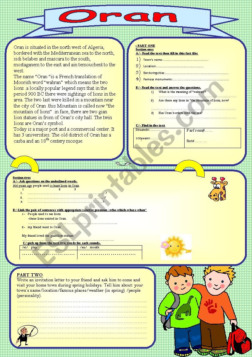 Oran  worksheet