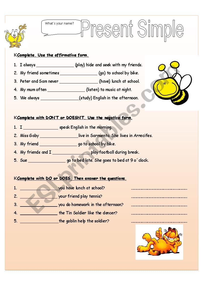 Present simple worksheet