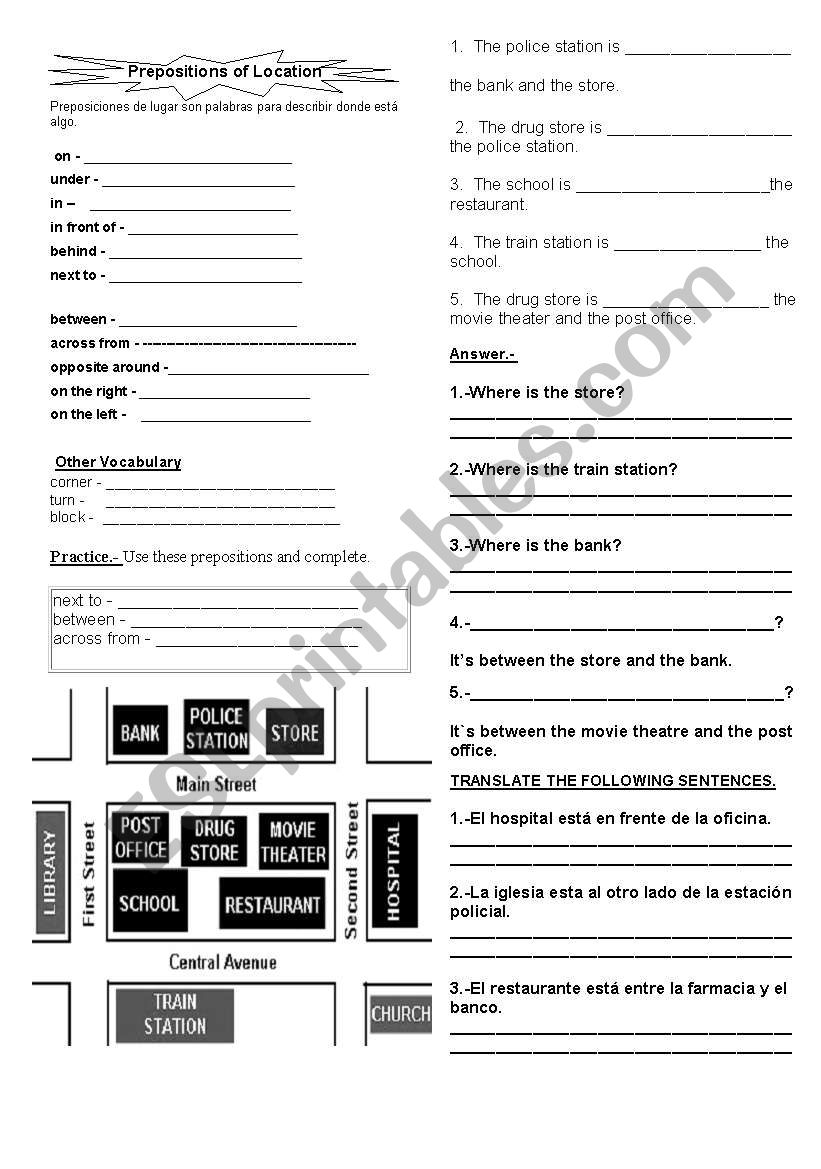 prepositon of location worksheet