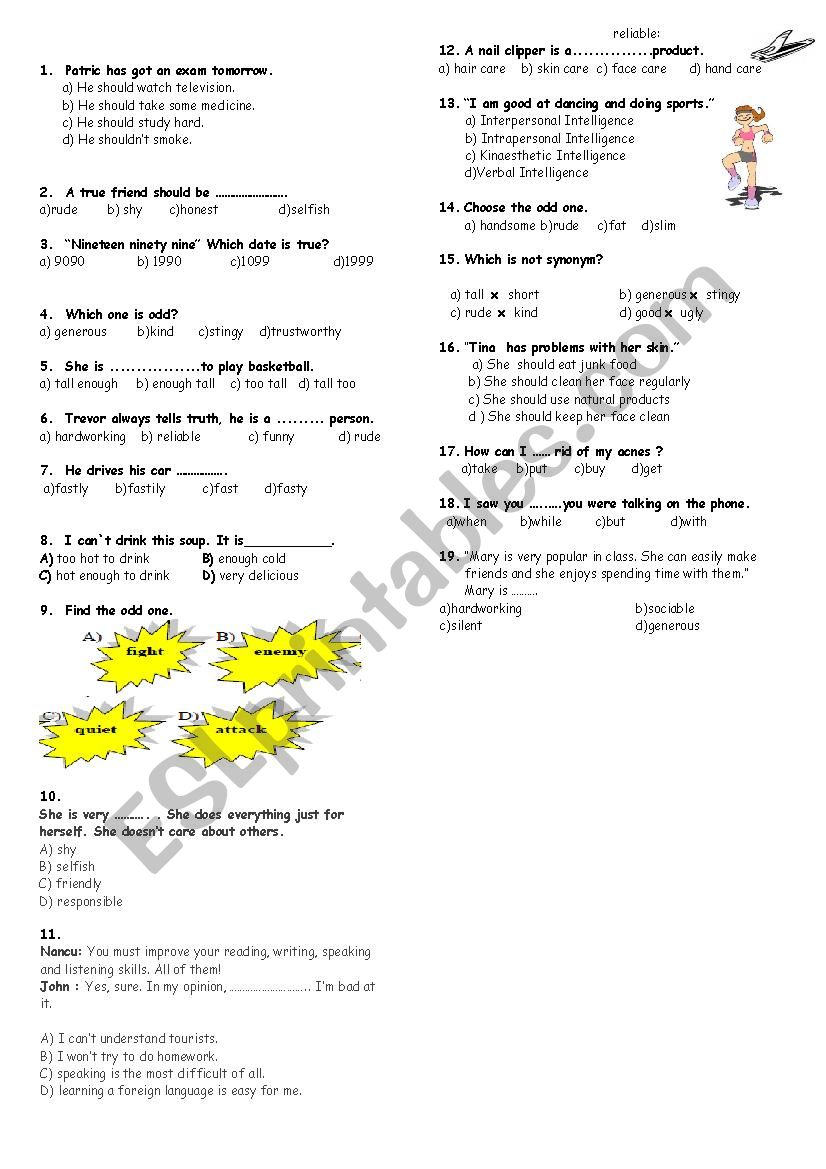 8th grade quiz worksheet