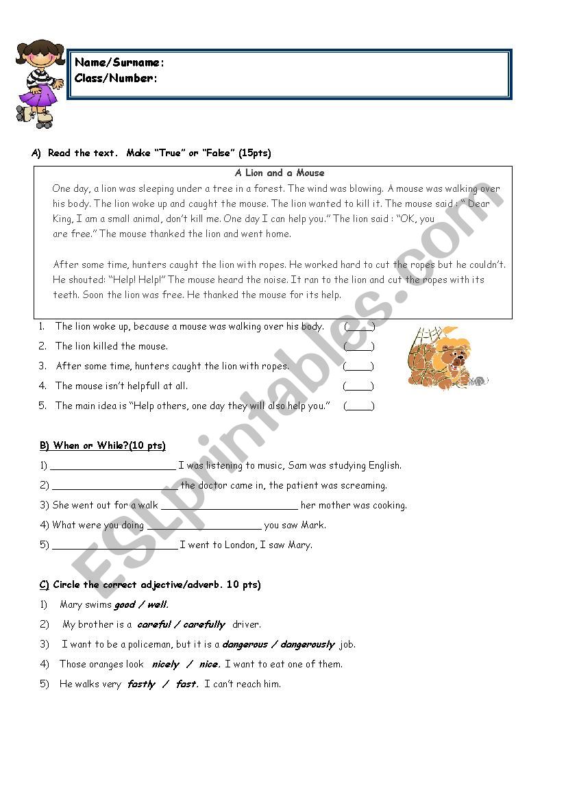 8th grade with reading worksheet