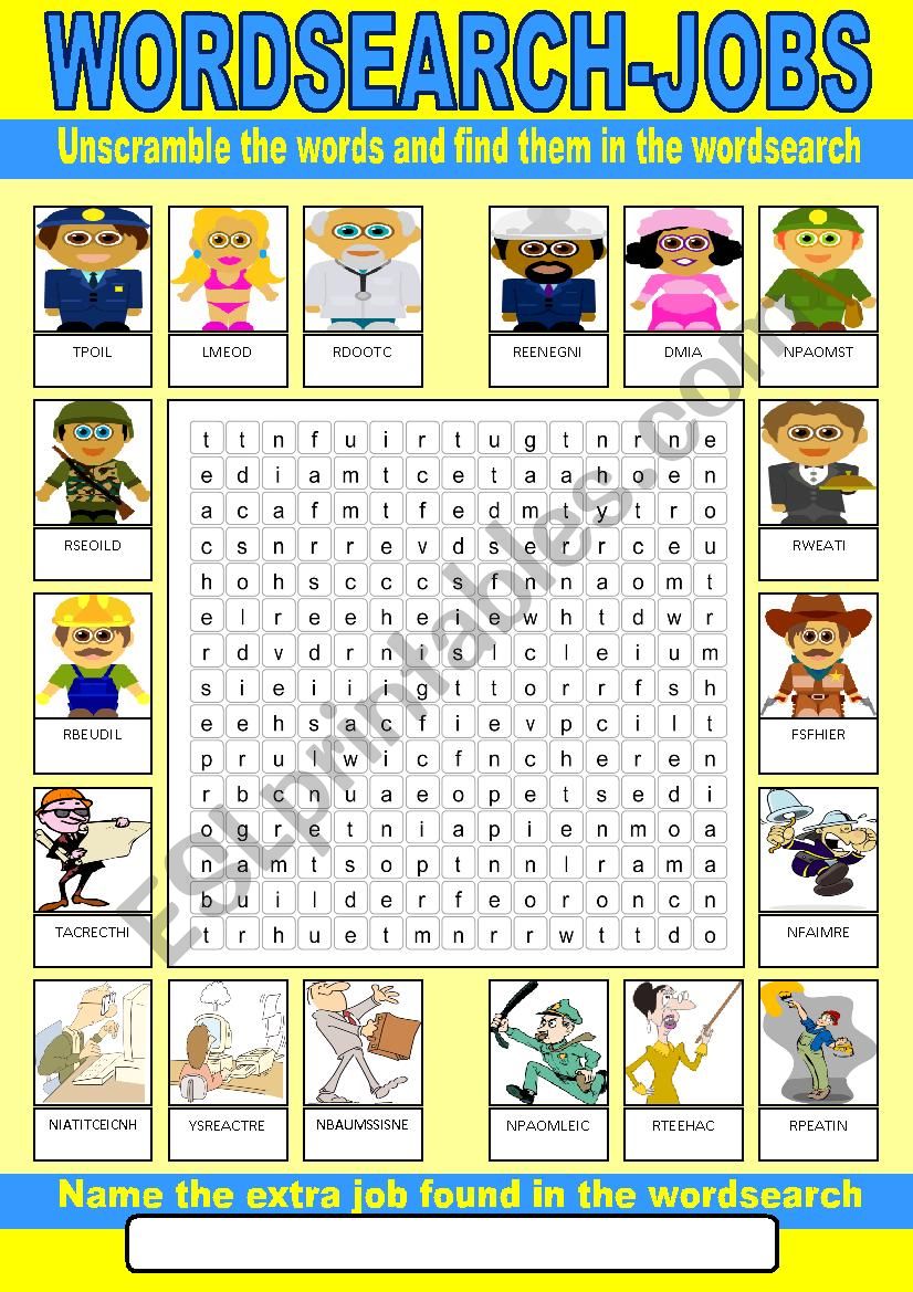 Occupations Wordsearch worksheet