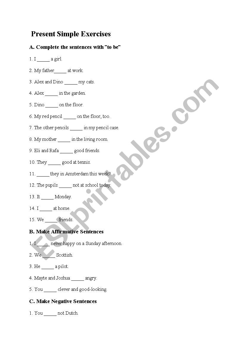 present simple worksheet