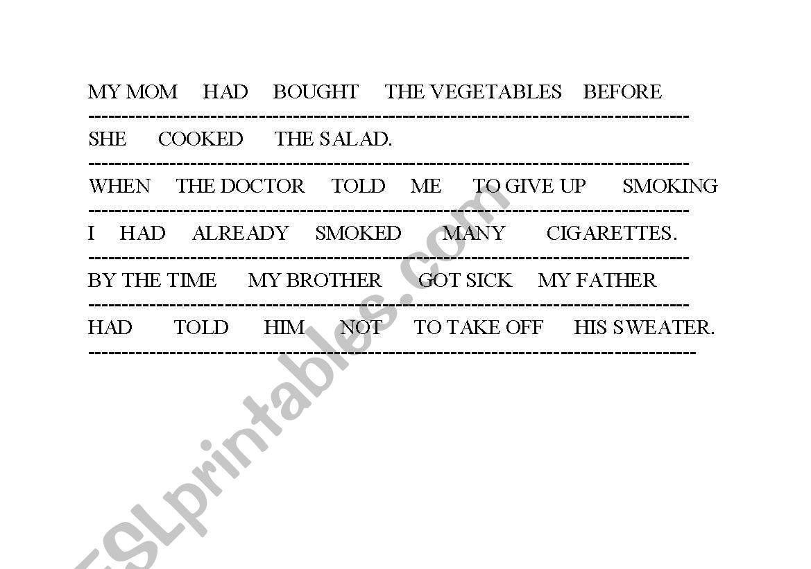 Past Perfect worksheet